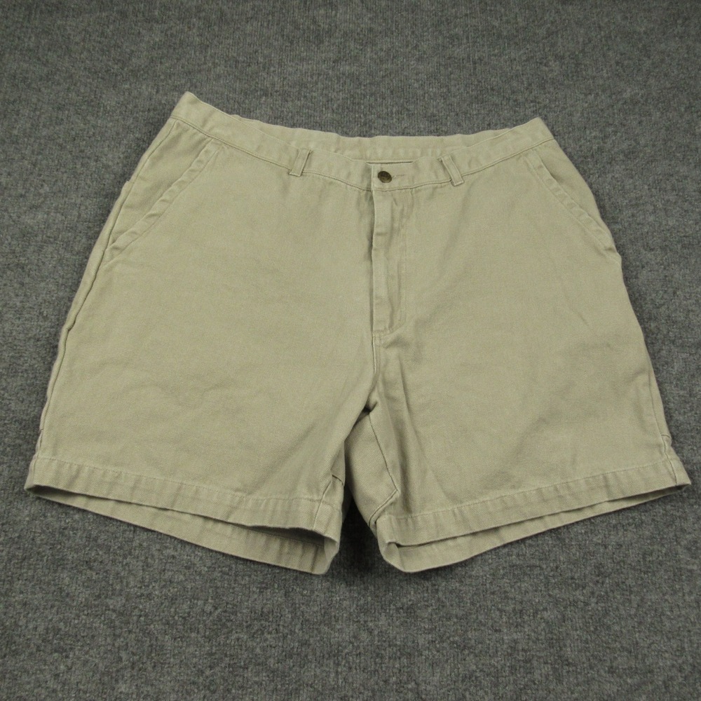 Vintage Orvis Canvas Shorts Mens 40x6 Beige Flat Front Cotton Canvas Outdoors